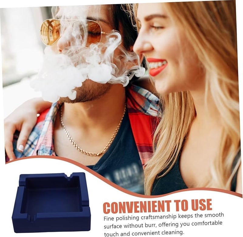 Square Silicone Ashtray High Temperature Resistant Easy Clean Indoor Outdoor Blue - Image 4